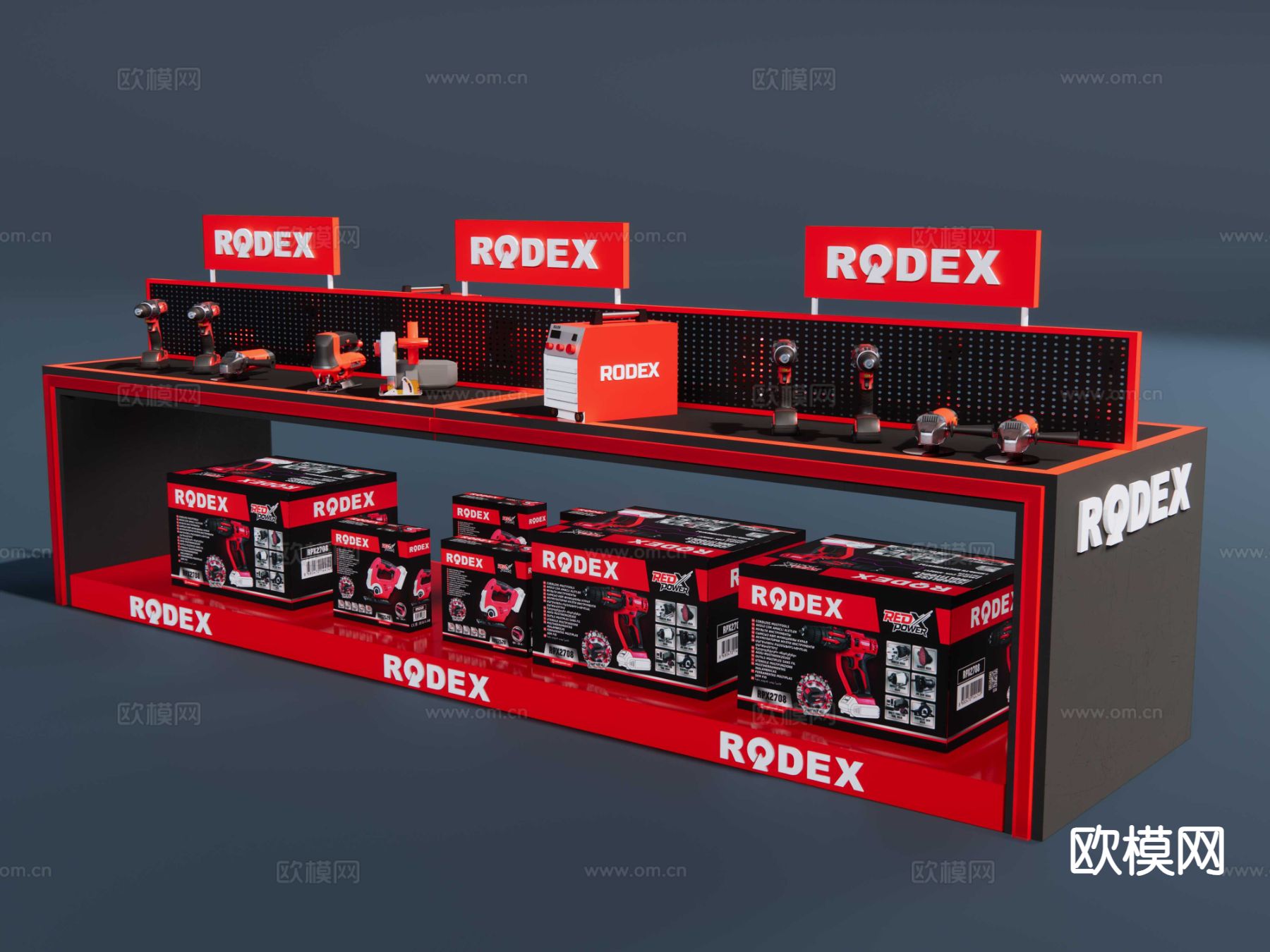 工具展台 电批 角磨机 圆锯 电焊机su模型下载（渲染图6）