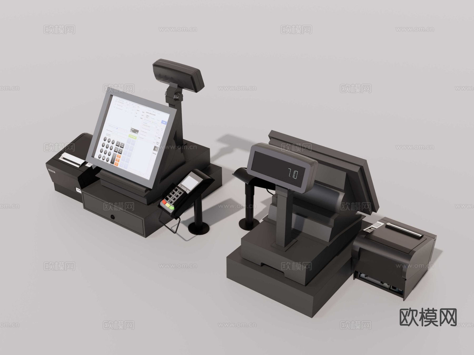 现代收银机 收银台机器su模型下载（渲染图3）