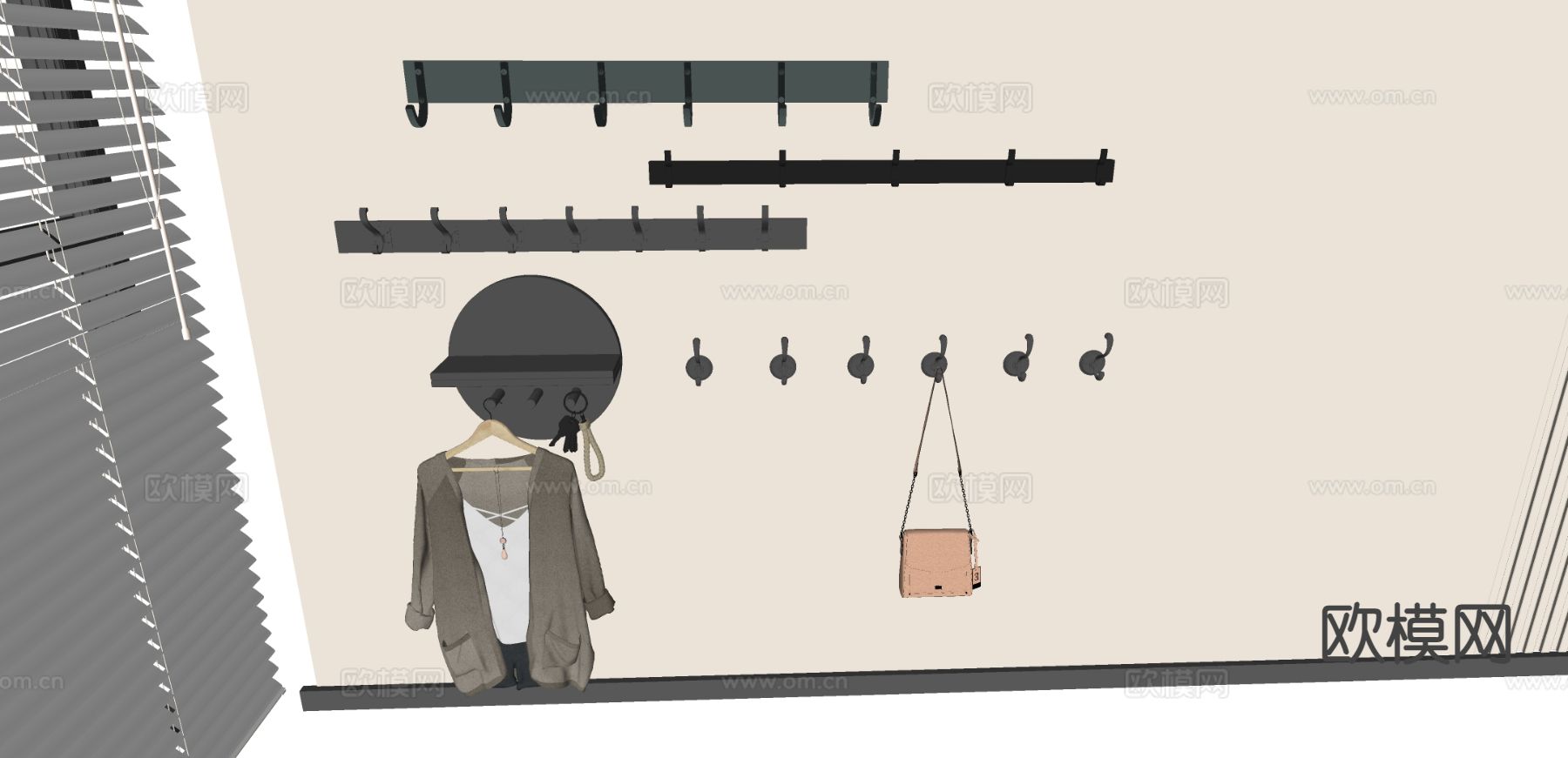 金属挂衣钩 挂衣架su模型