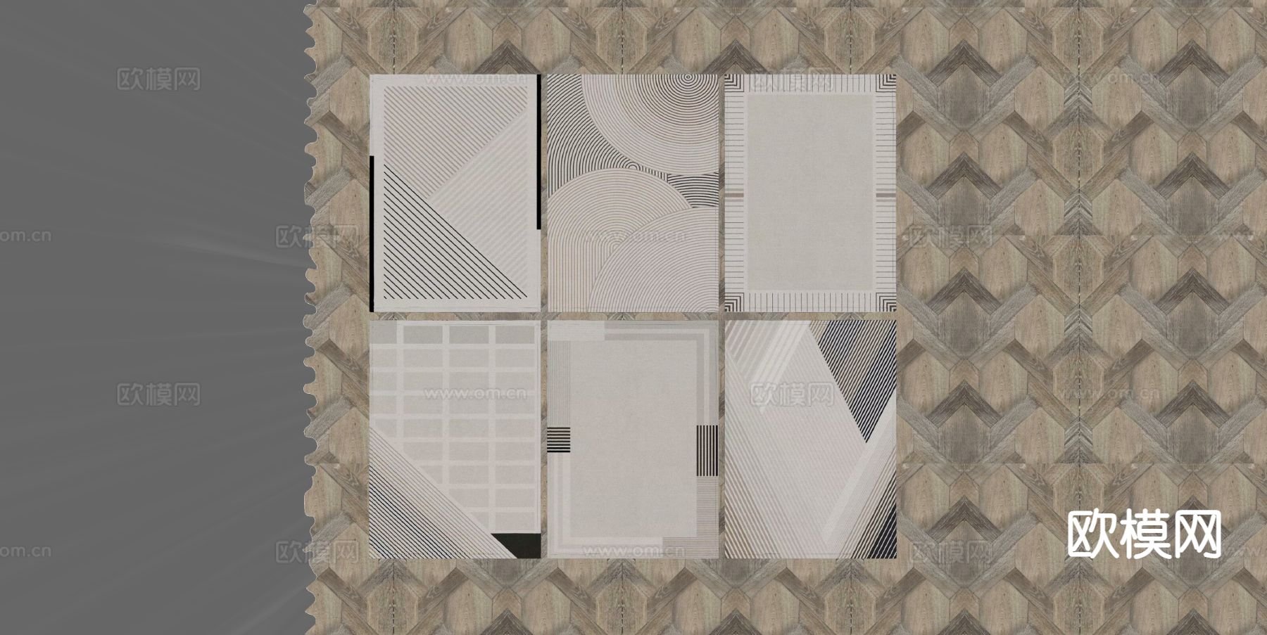 现代地毯su模型下载（渲染图1）