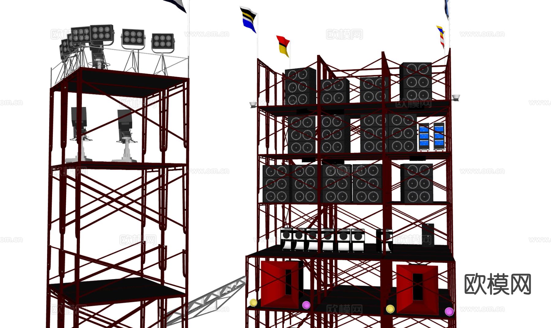 音响塔架 舞台音响 追光塔架su模型
