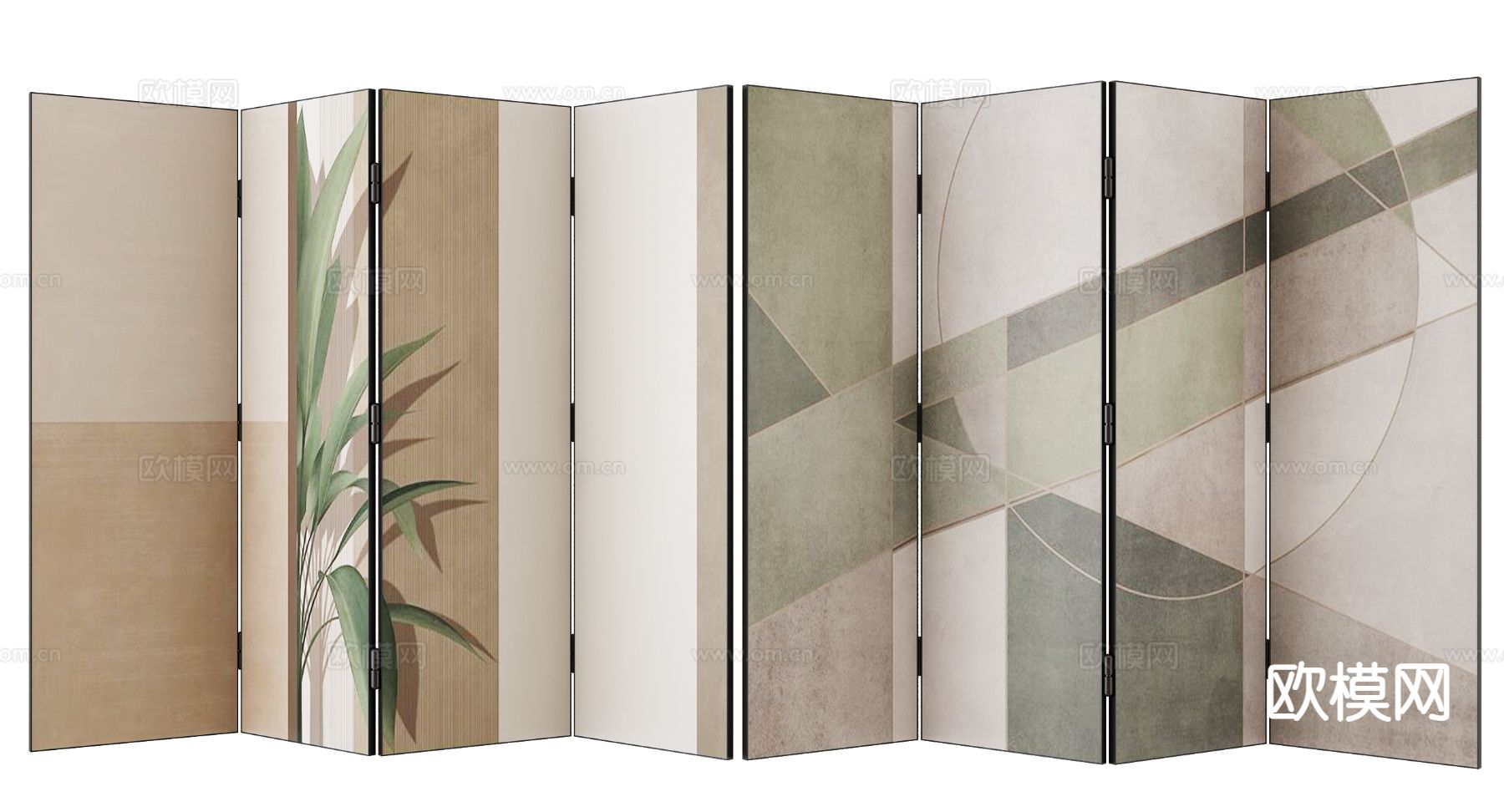 现代屏风su模型下载（渲染图2）