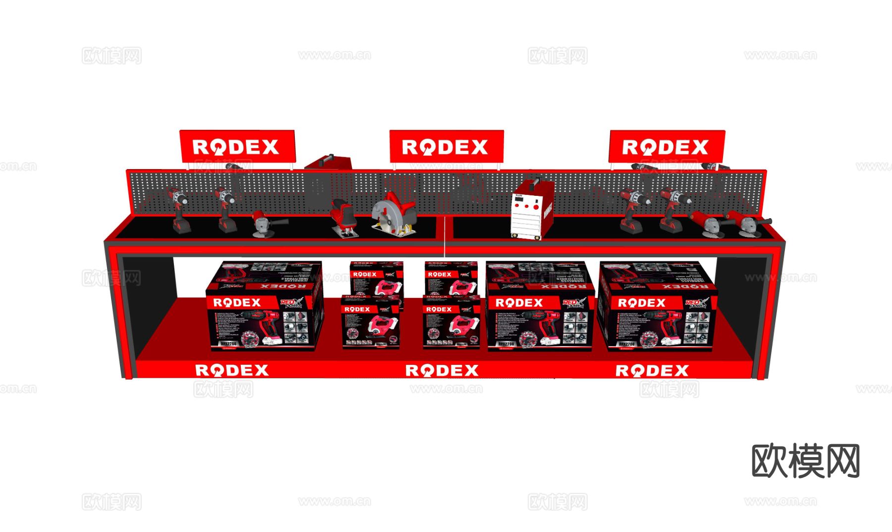 工具展台 电批 角磨机 圆锯 电焊机su模型下载（渲染图1）