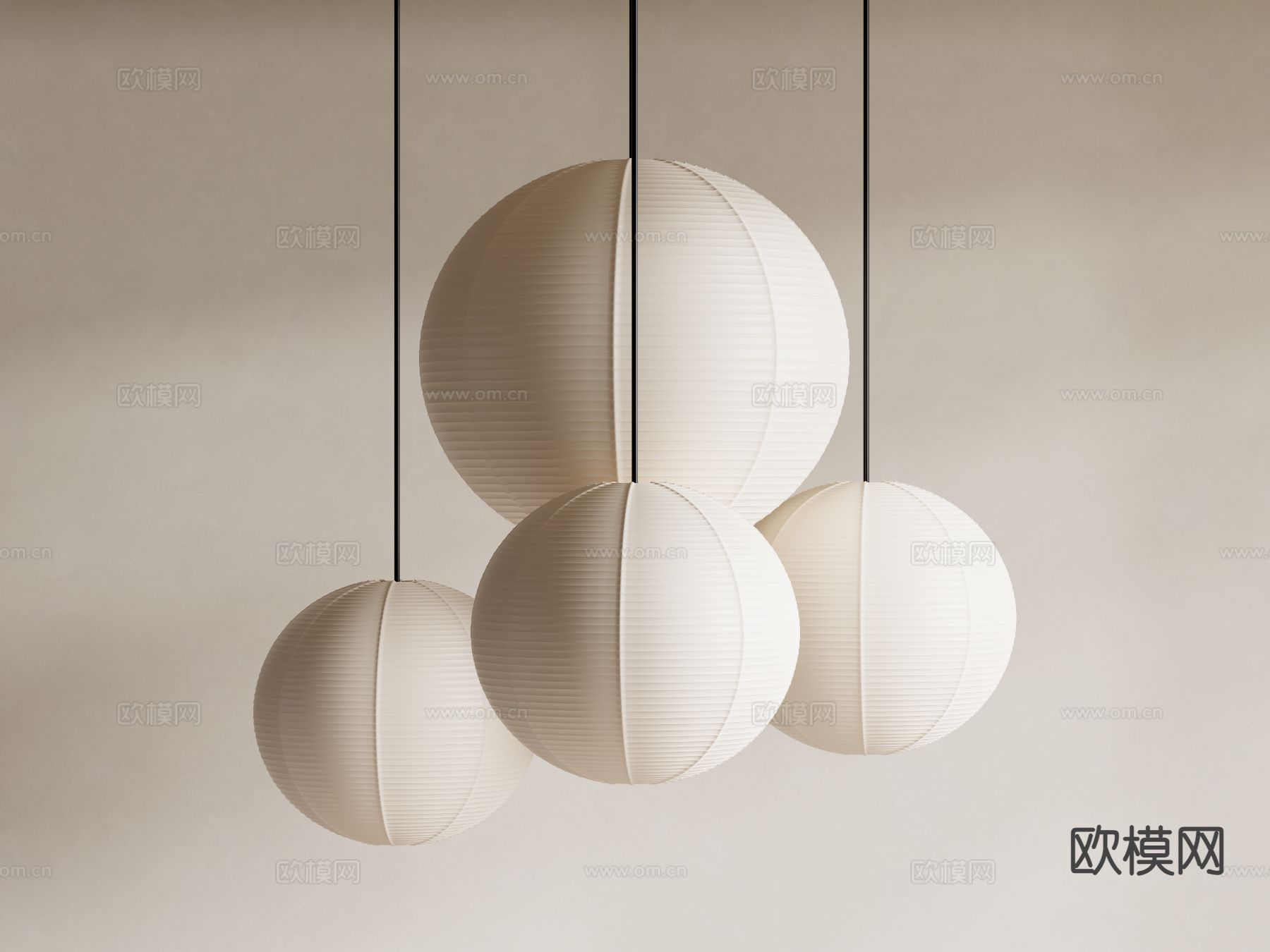 侘寂风吊灯su模型下载（渲染图2）