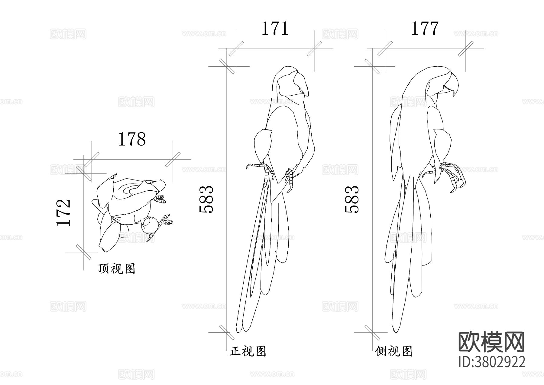 鸟类鹦鹉CAD图块