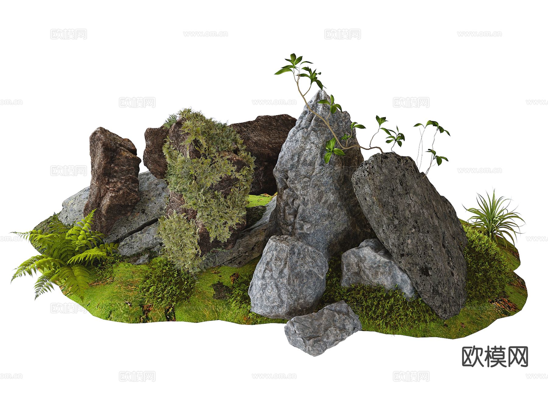 现代石头假山 景观造景 景观小品3d模型