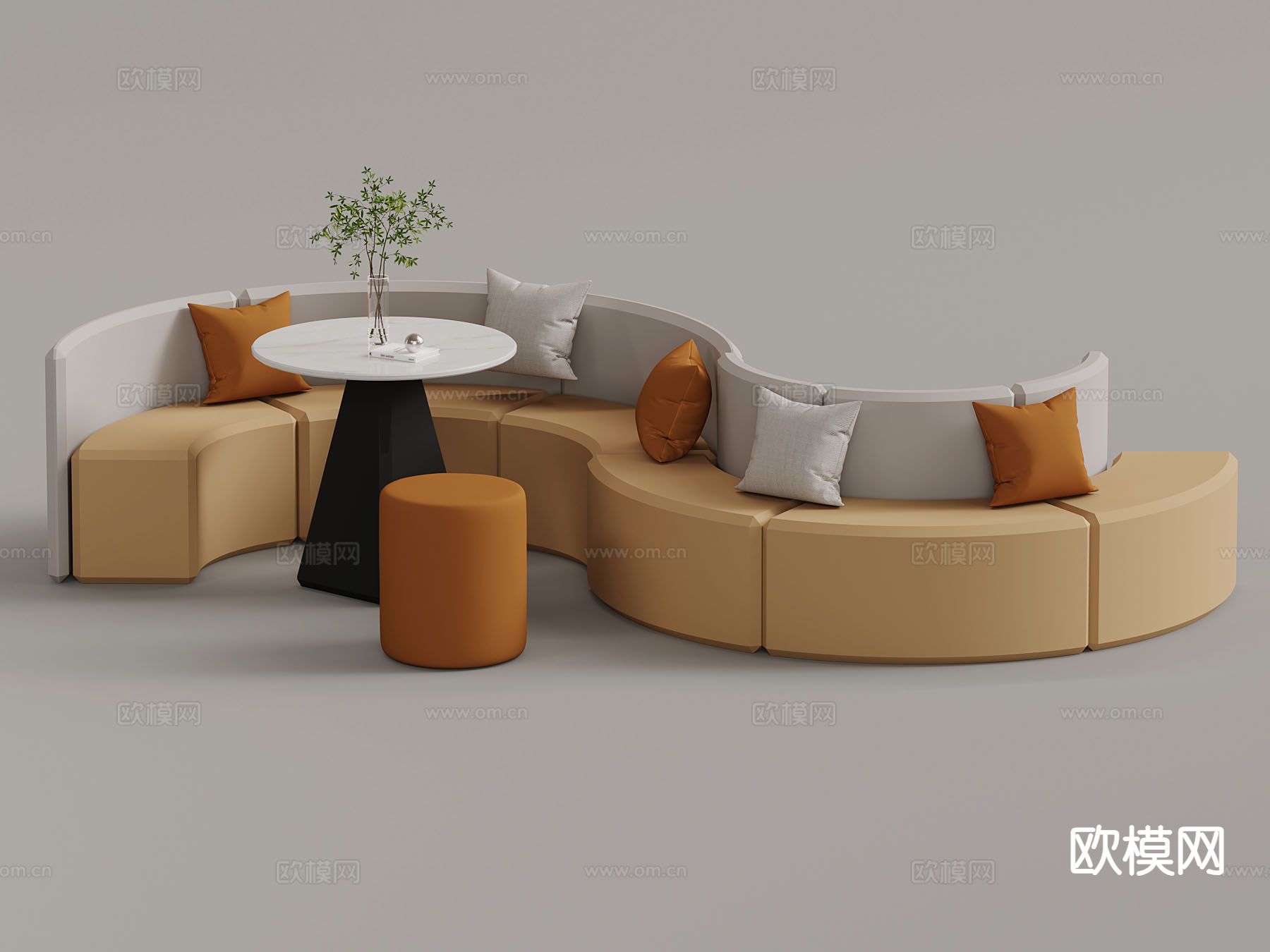 卡座 弧形沙发 异形沙发3d模型下载