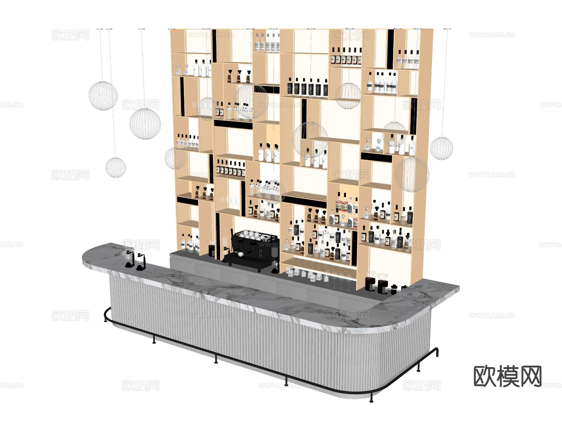 酒柜吧台 酒吧 服务台su模型