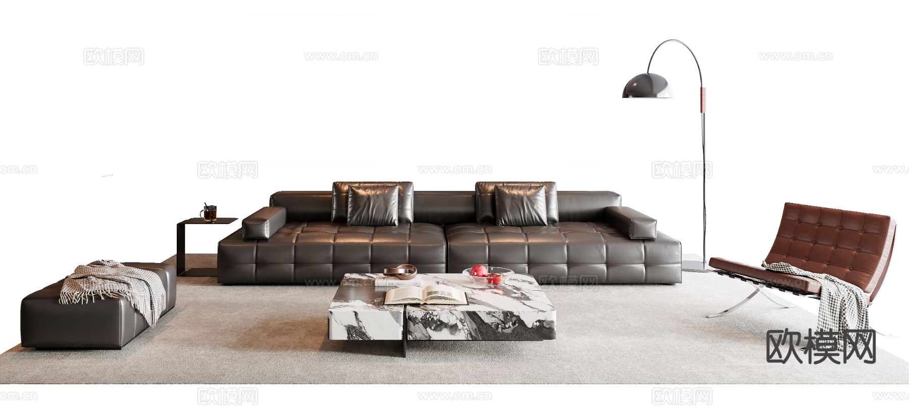 意式组合沙发su模型下载（渲染图2）