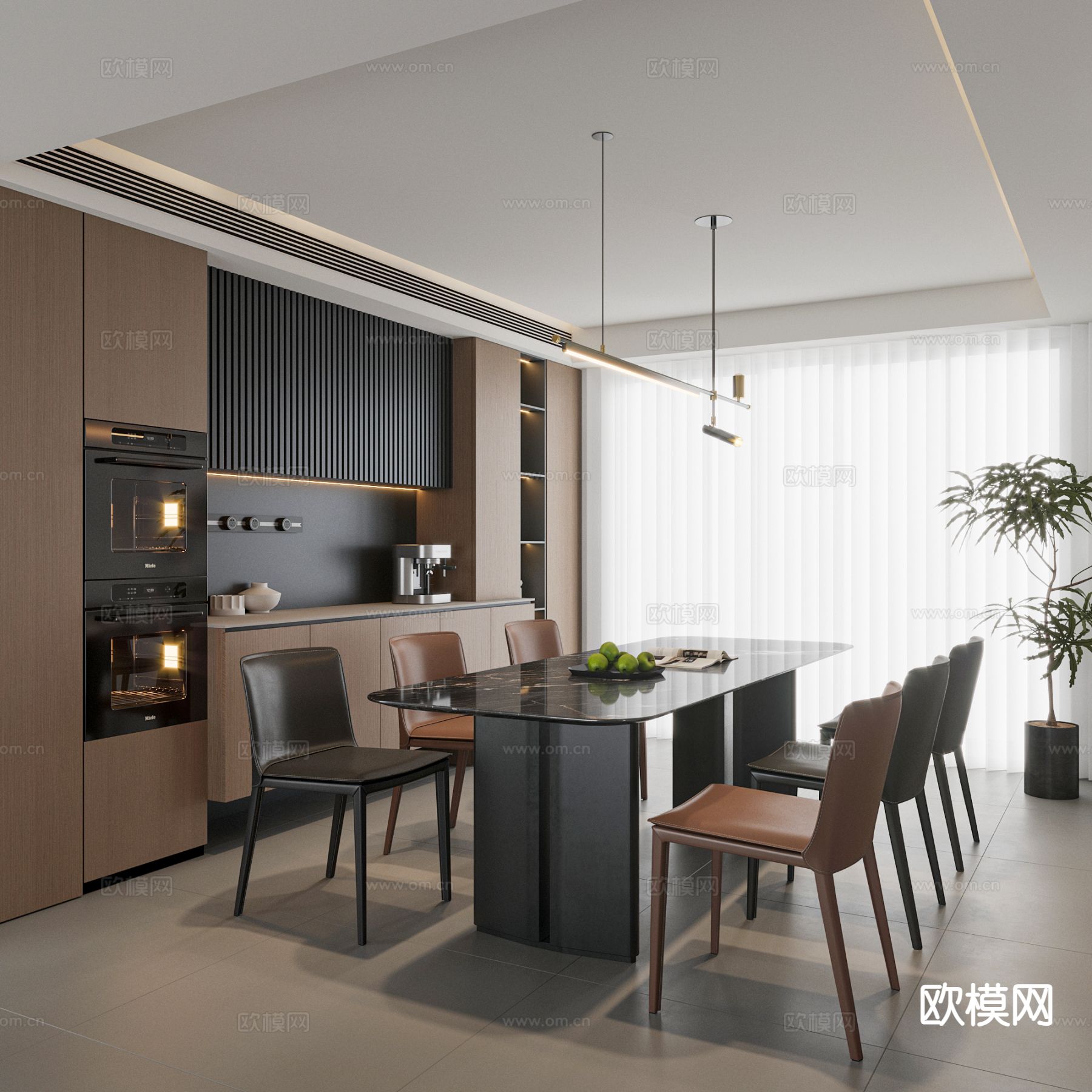 意式餐厅3d模型下载