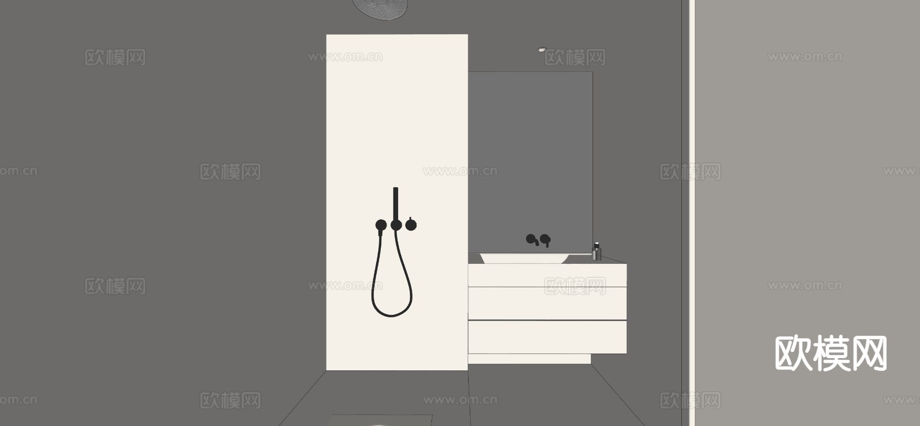 现代卫生间 浴室su模型下载（渲染图1）
