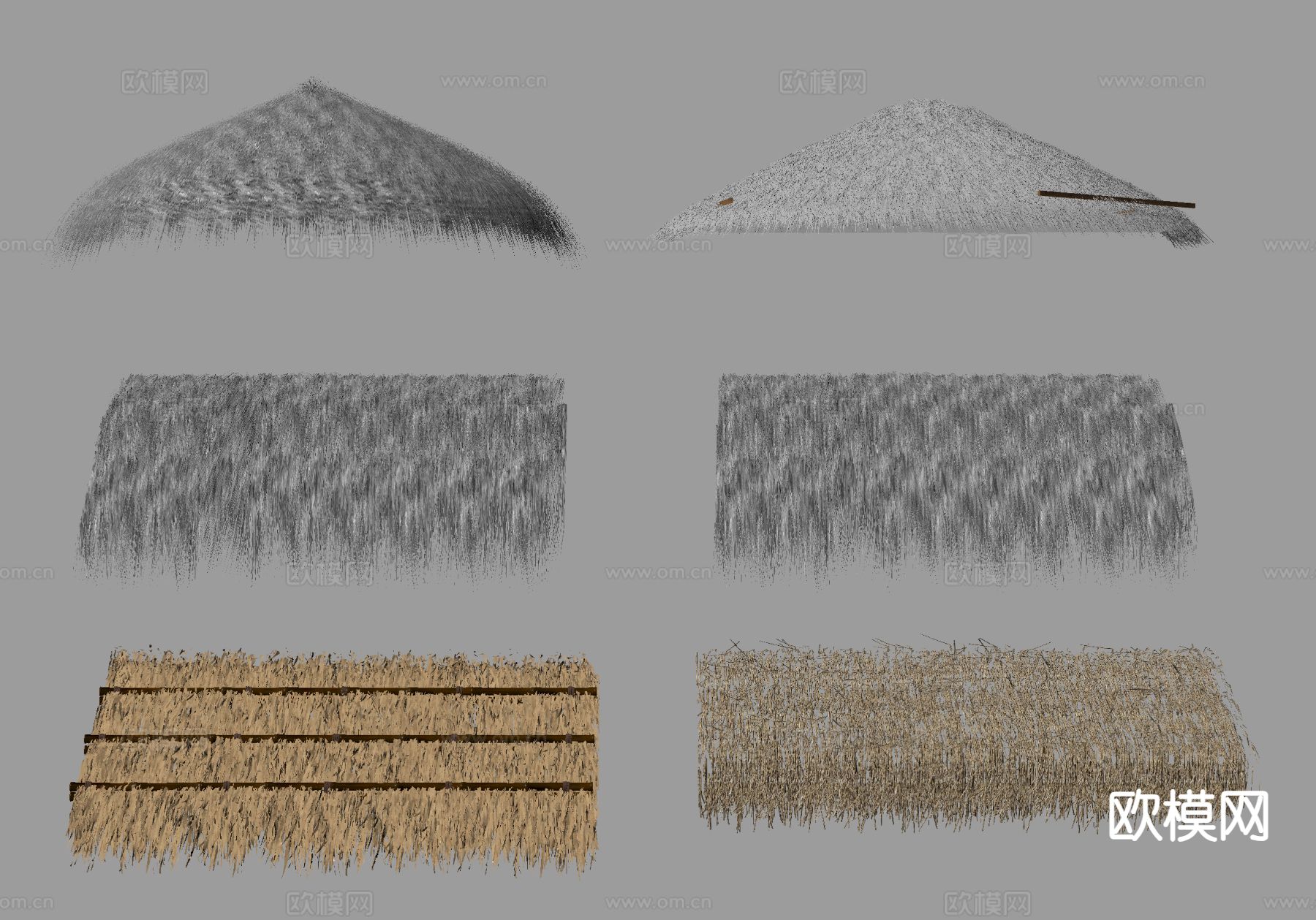 茅草 茅草棚 枯草 草垛su模型