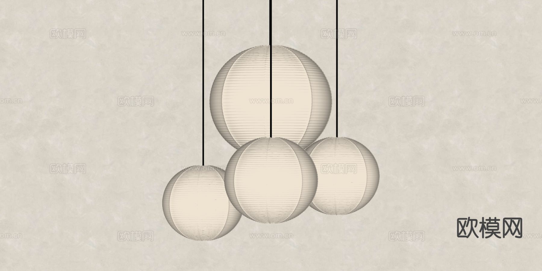 侘寂风吊灯su模型下载（渲染图1）