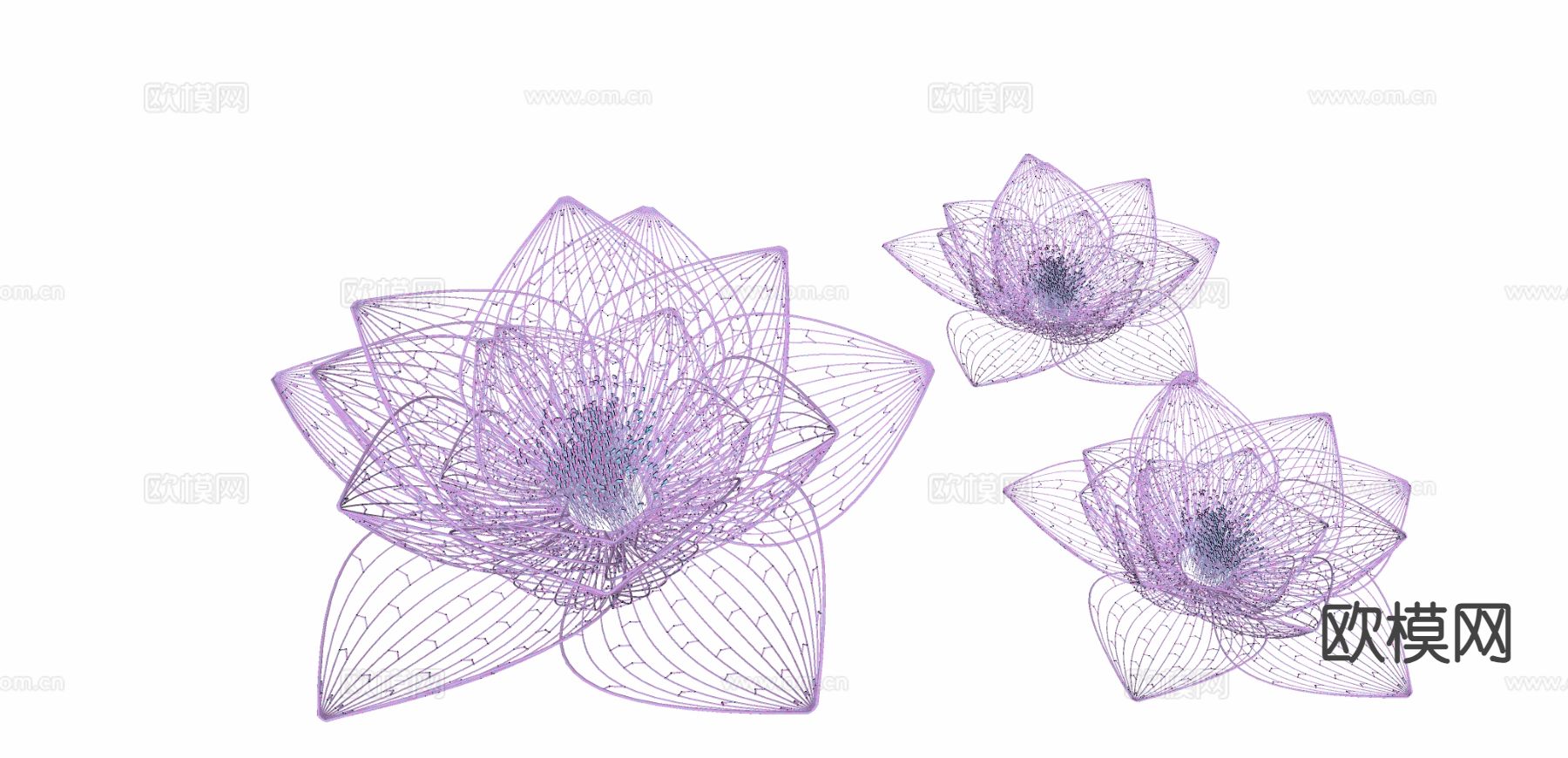 荷花雕塑 艺术雕塑su模型下载（渲染图1）