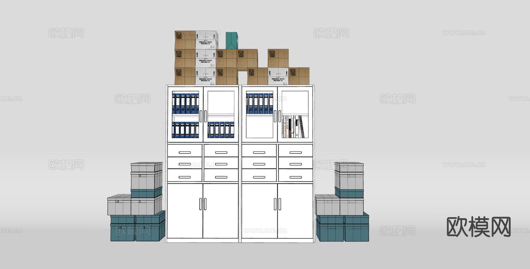 现代文件柜 档案柜su模型