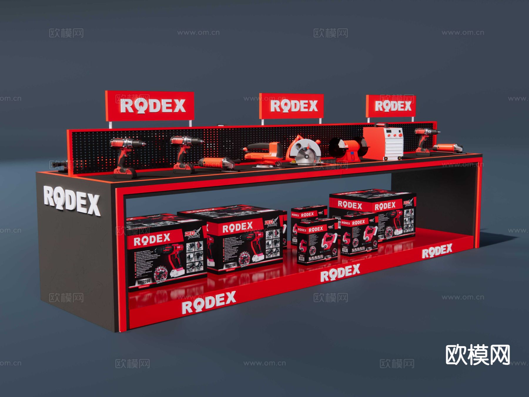 工具展台 电批 角磨机 圆锯 电焊机su模型下载（渲染图4）