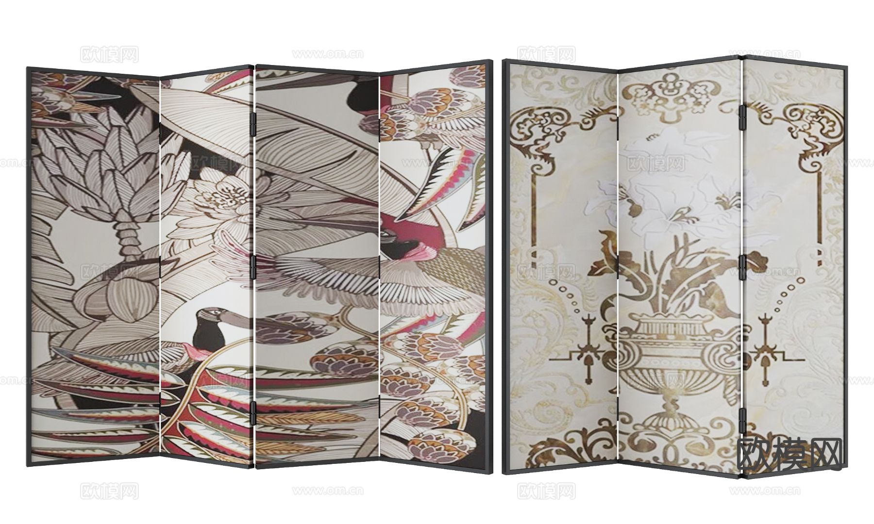 现代屏风su模型下载（渲染图2）