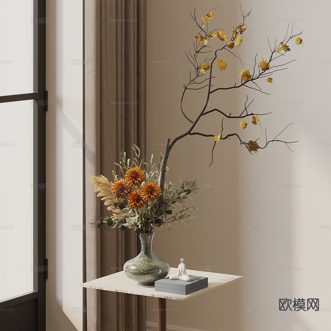 现代花瓶 花艺 插花 干枝3d模型