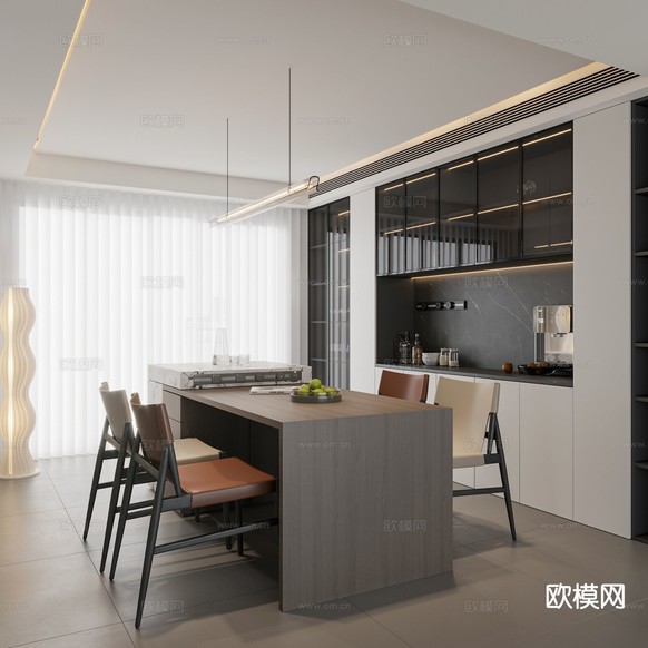 现代餐厅3d模型下载