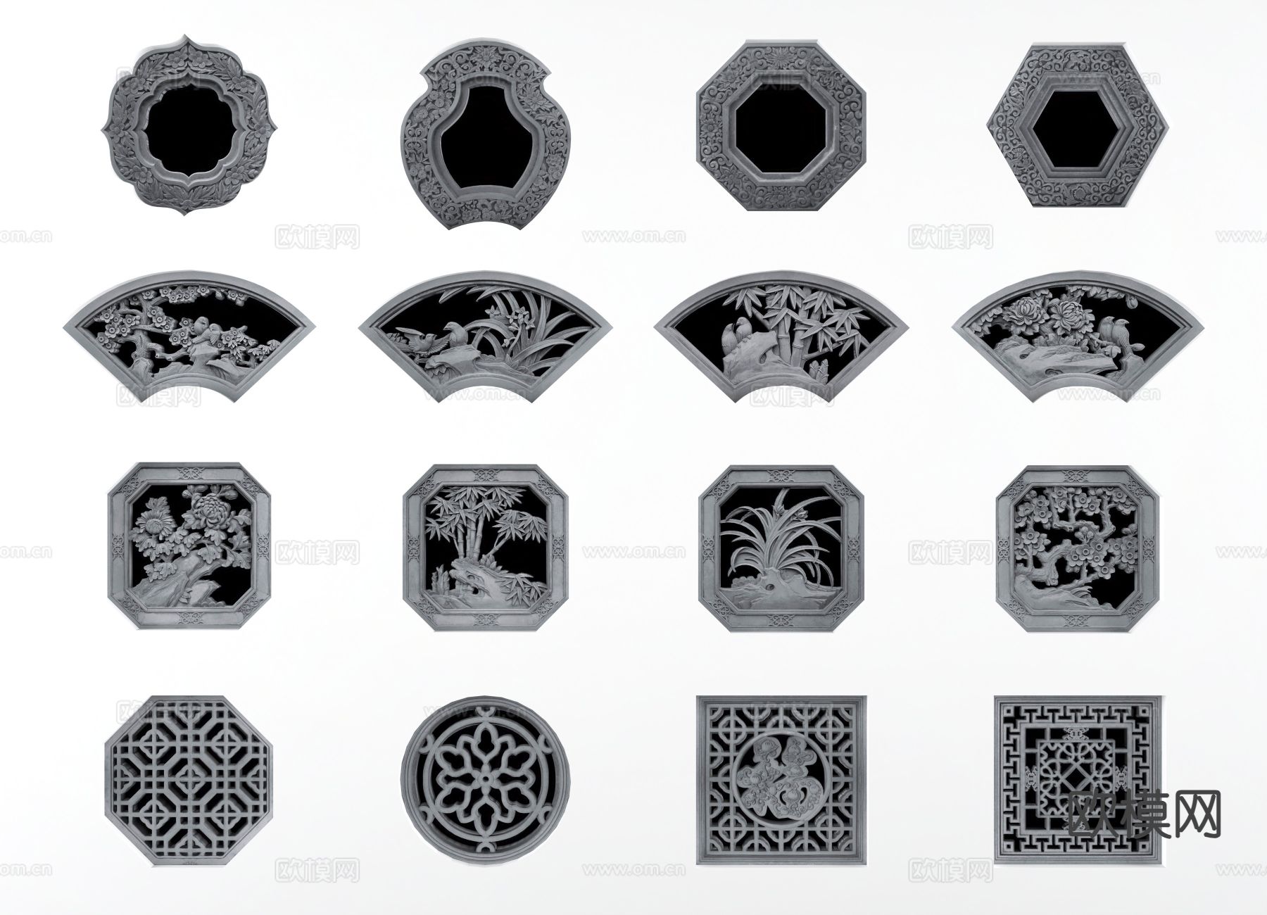 中式窗户 透窗 花窗 镂空窗su模型