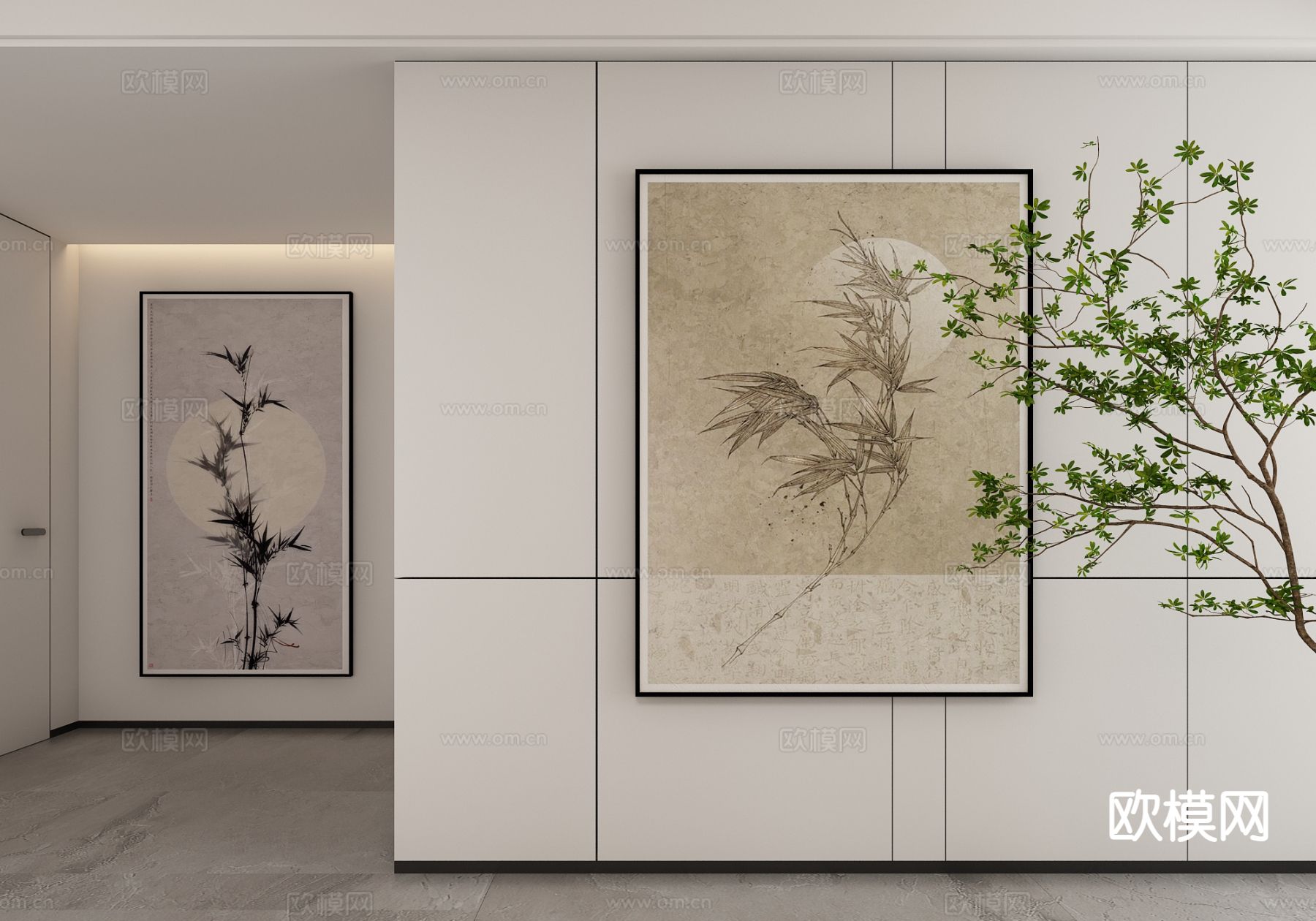 新中式装饰挂画su模型下载（渲染图2）