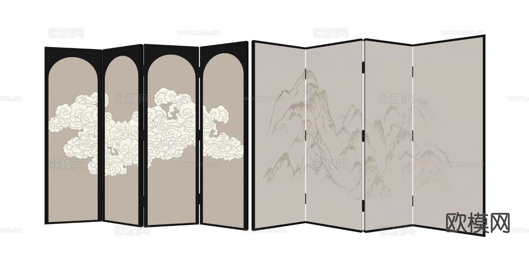 新中式屏风su模型下载（渲染图1）