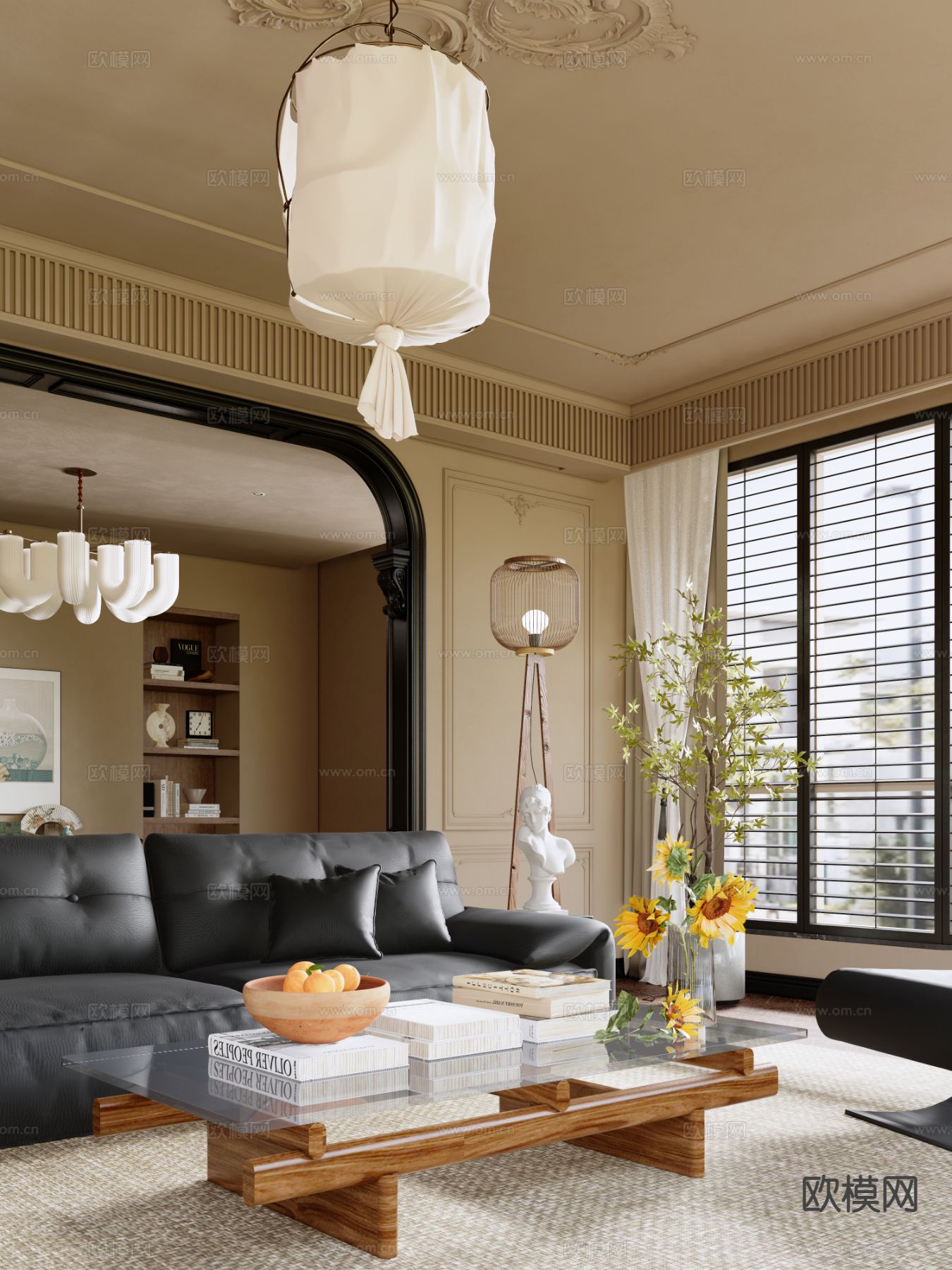 中古风客厅su模型下载（渲染图4）