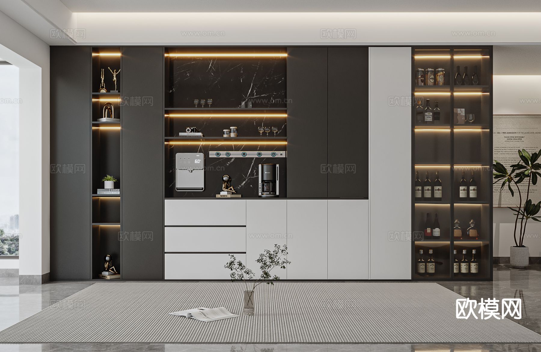现代酒柜 餐边柜3d模型下载