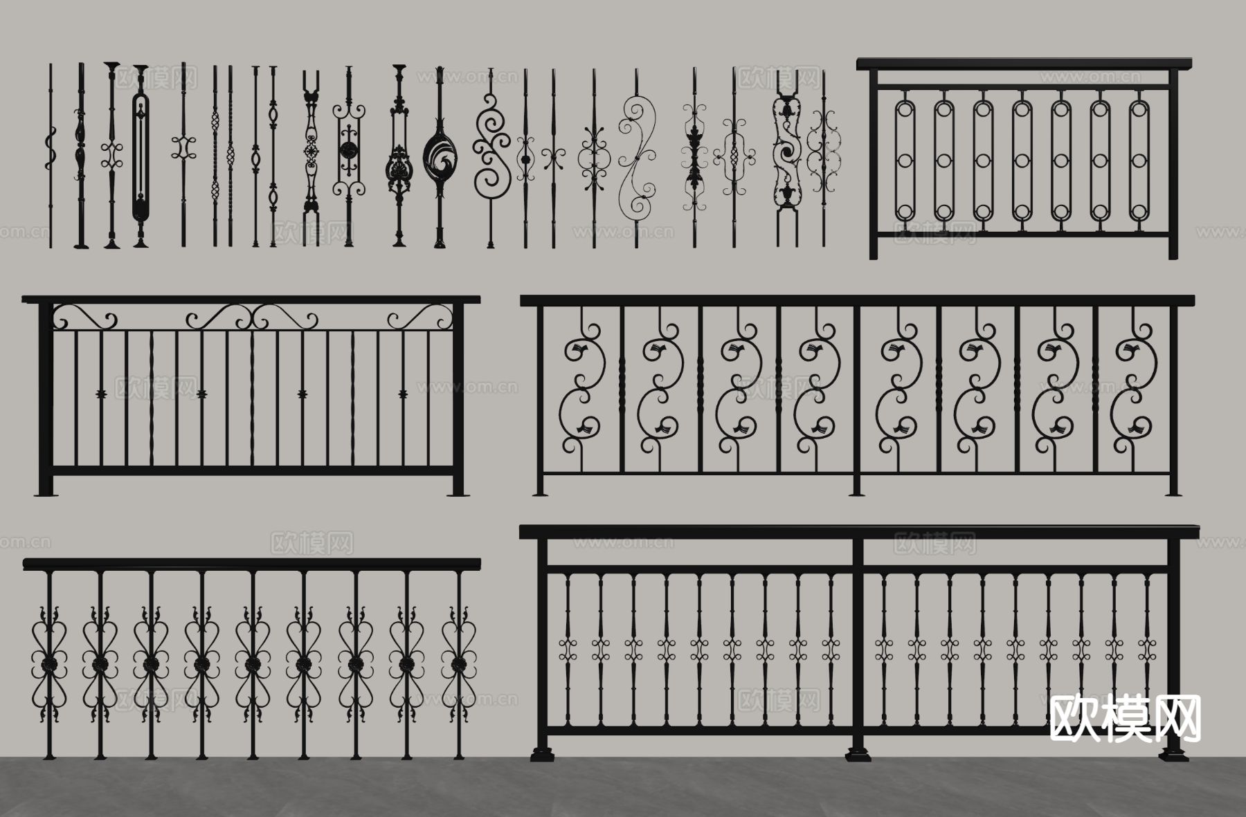 铁艺栅栏 栏杆 扶手 栅栏su模型