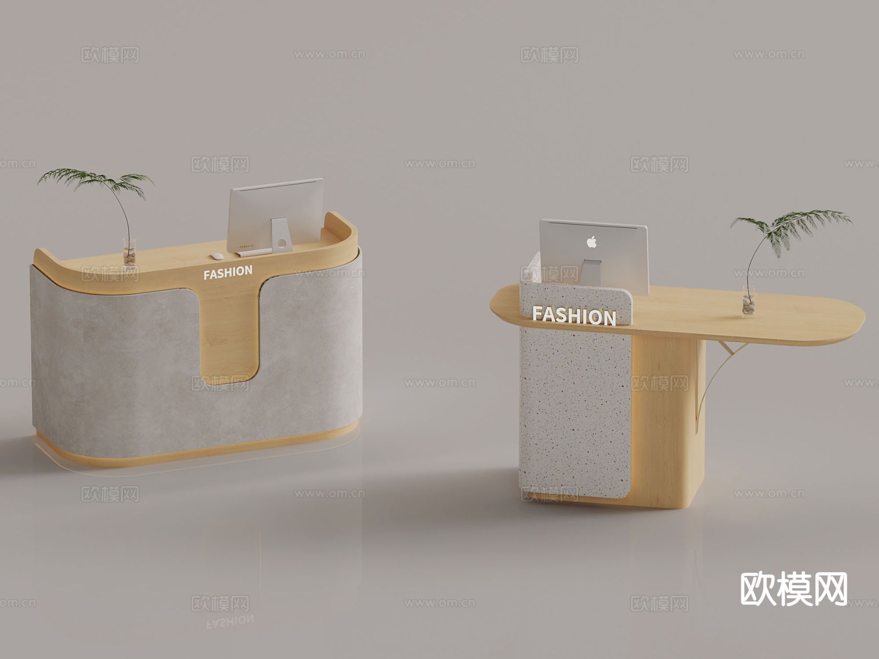 侘寂前台 接待台 服务台su模型下载（渲染图2）