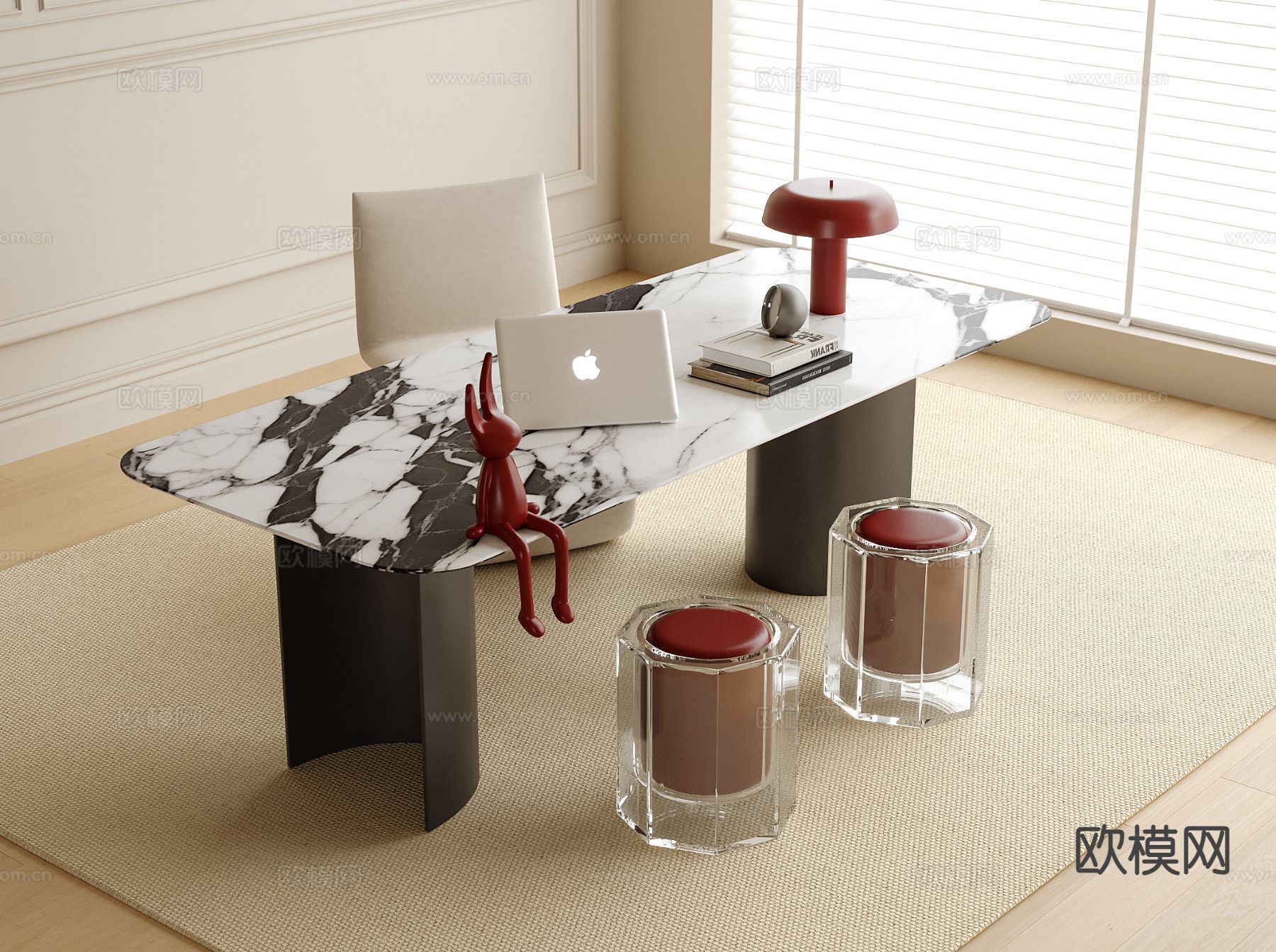 现代书桌椅3d模型下载