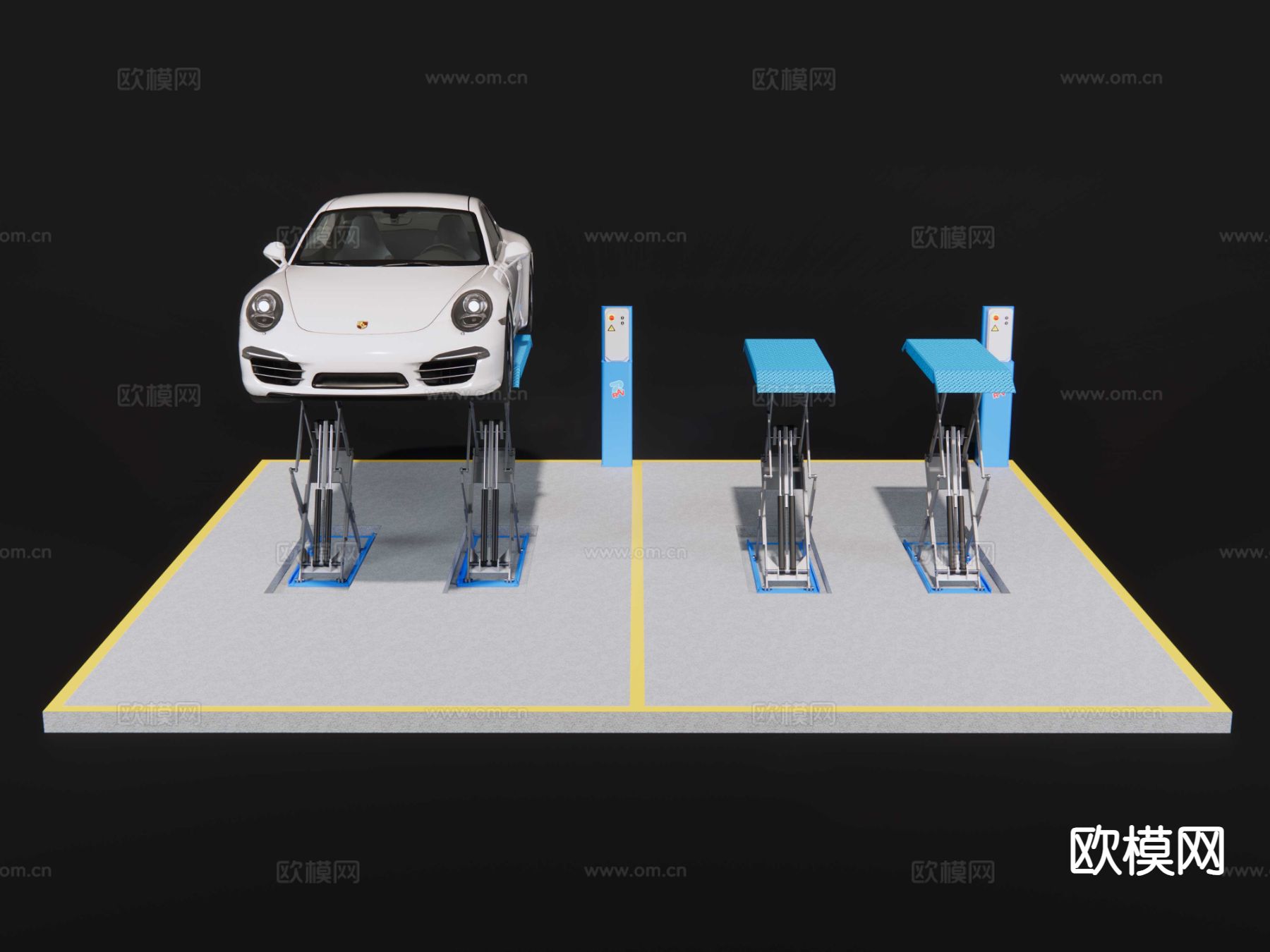 汽车提升机 汽车维修机器su模型下载（渲染图6）