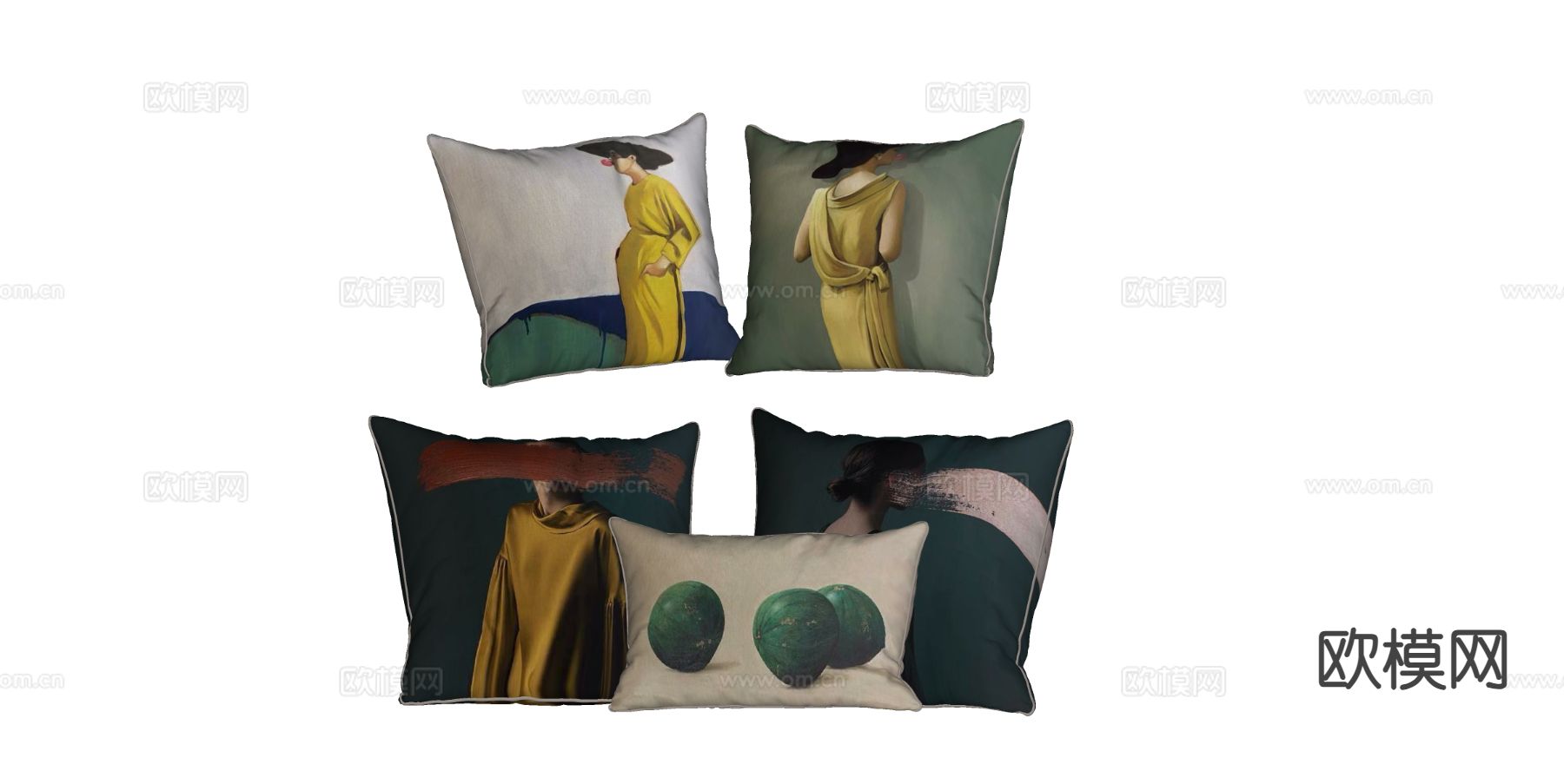 现代靠枕 抱枕su模型下载（渲染图1）
