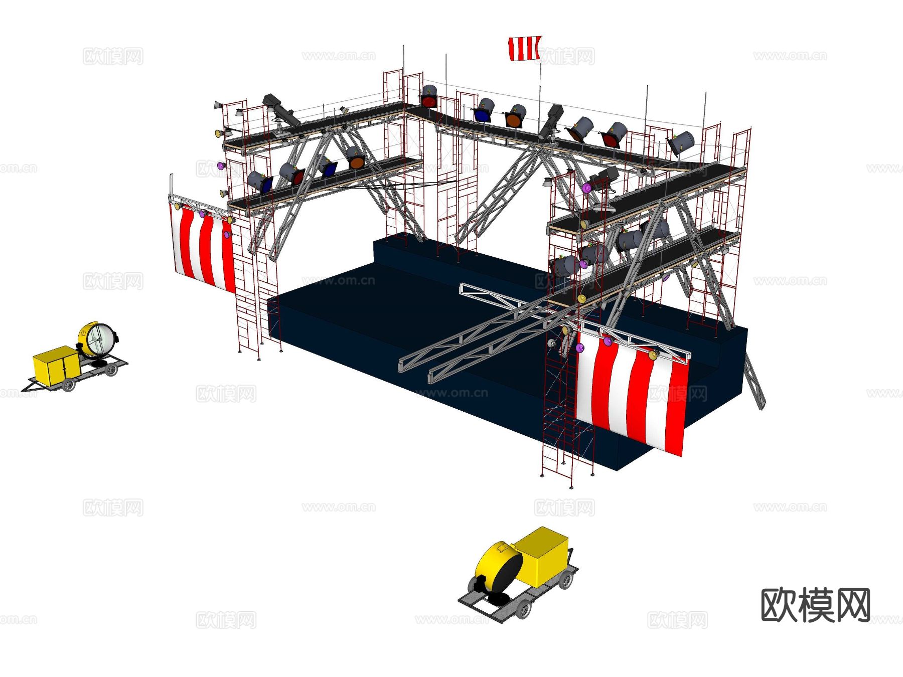 舞台桁架 灯光桁架su模型
