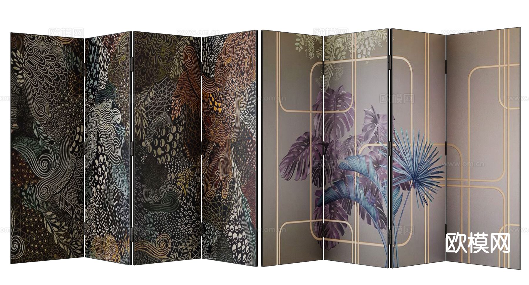 现代屏风su模型下载（渲染图2）