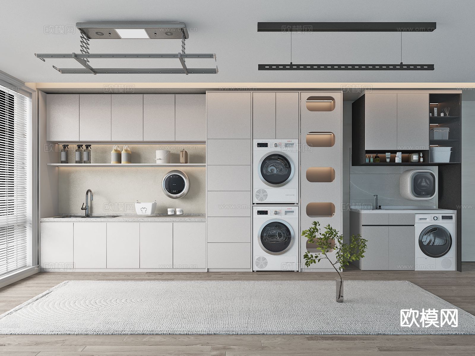 现代阳台柜 洗衣机柜3d模型下载