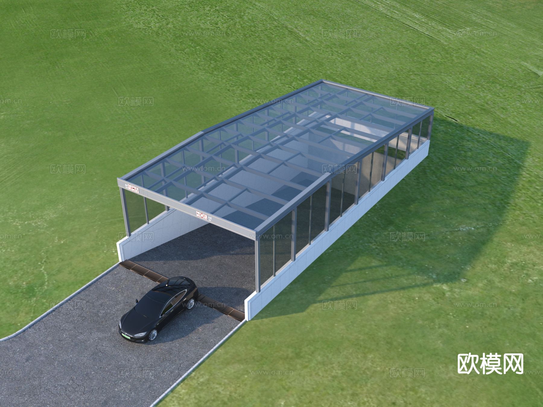 地下车库 停车场出入口3d模型下载（渲染图3）