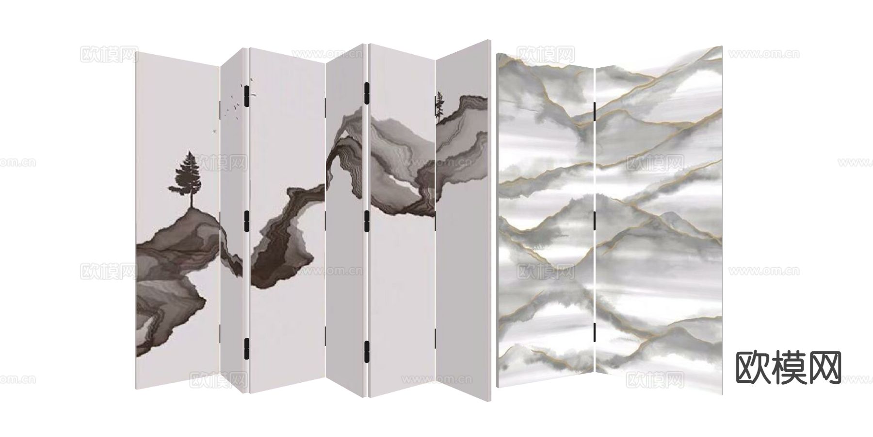 新中式屏风su模型下载（渲染图1）