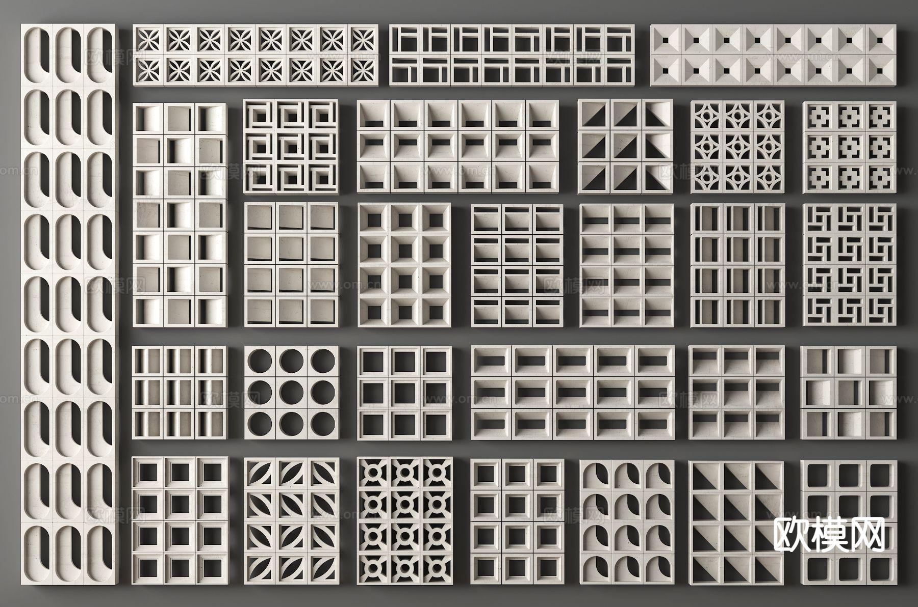 水泥砖 水泥砖隔断 镂空砖隔断3d模型