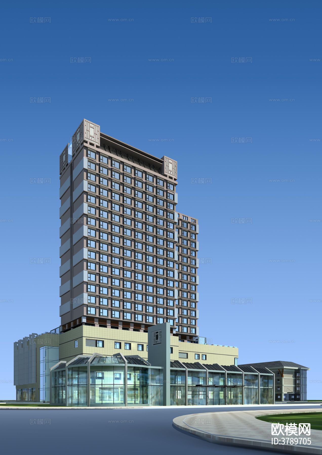 高层办公楼 夜景效果图下载（渲染图3）