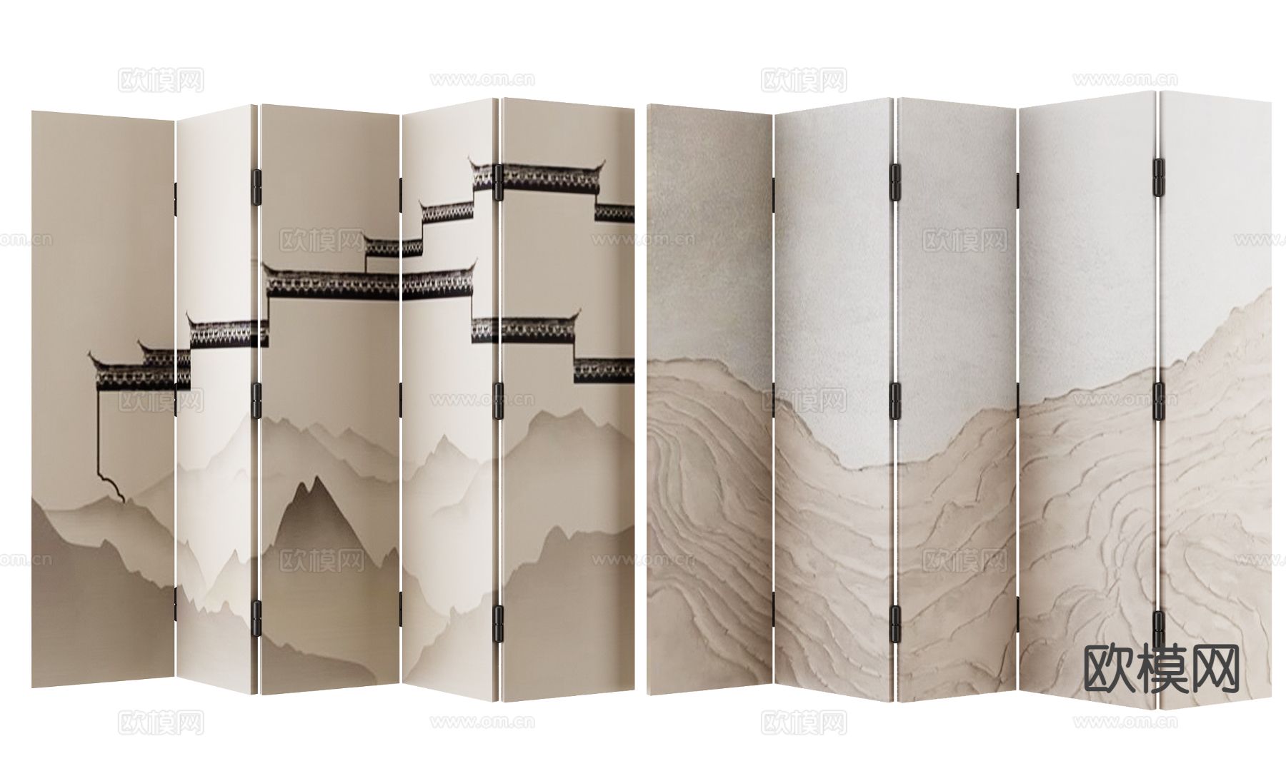 新中式屏风su模型下载（渲染图2）