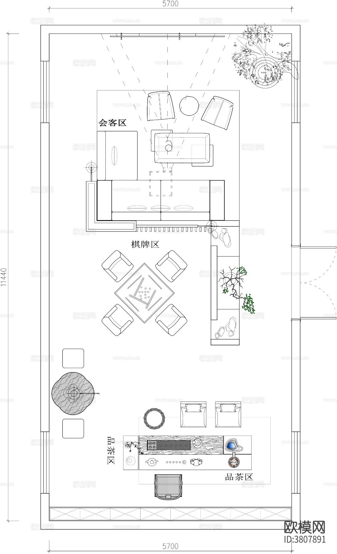 茶室 休闲会所CAD平面图