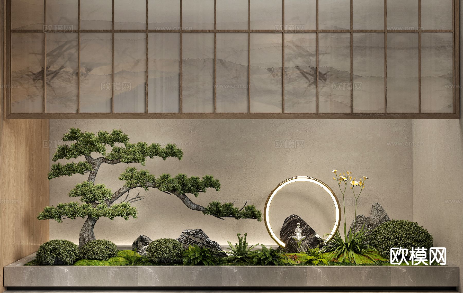 松树造景 植物堆su模型下载（渲染图2）