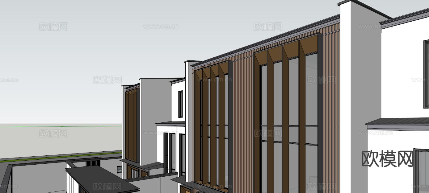 新中式古建 四合院su模型