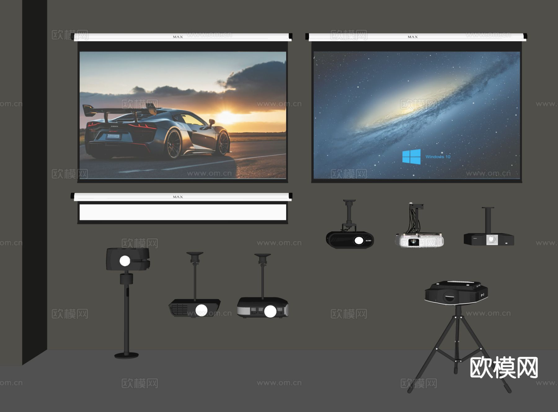 投影幕布 投影仪su模型下载（渲染图1）