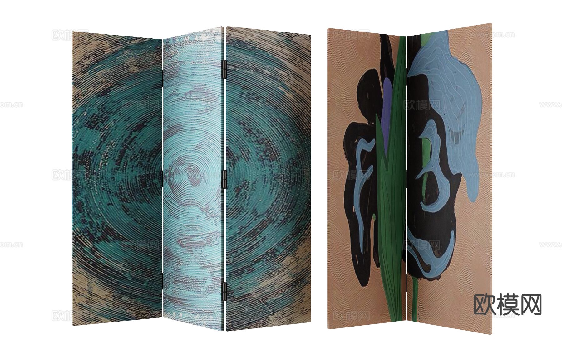 现代屏风su模型下载（渲染图2）