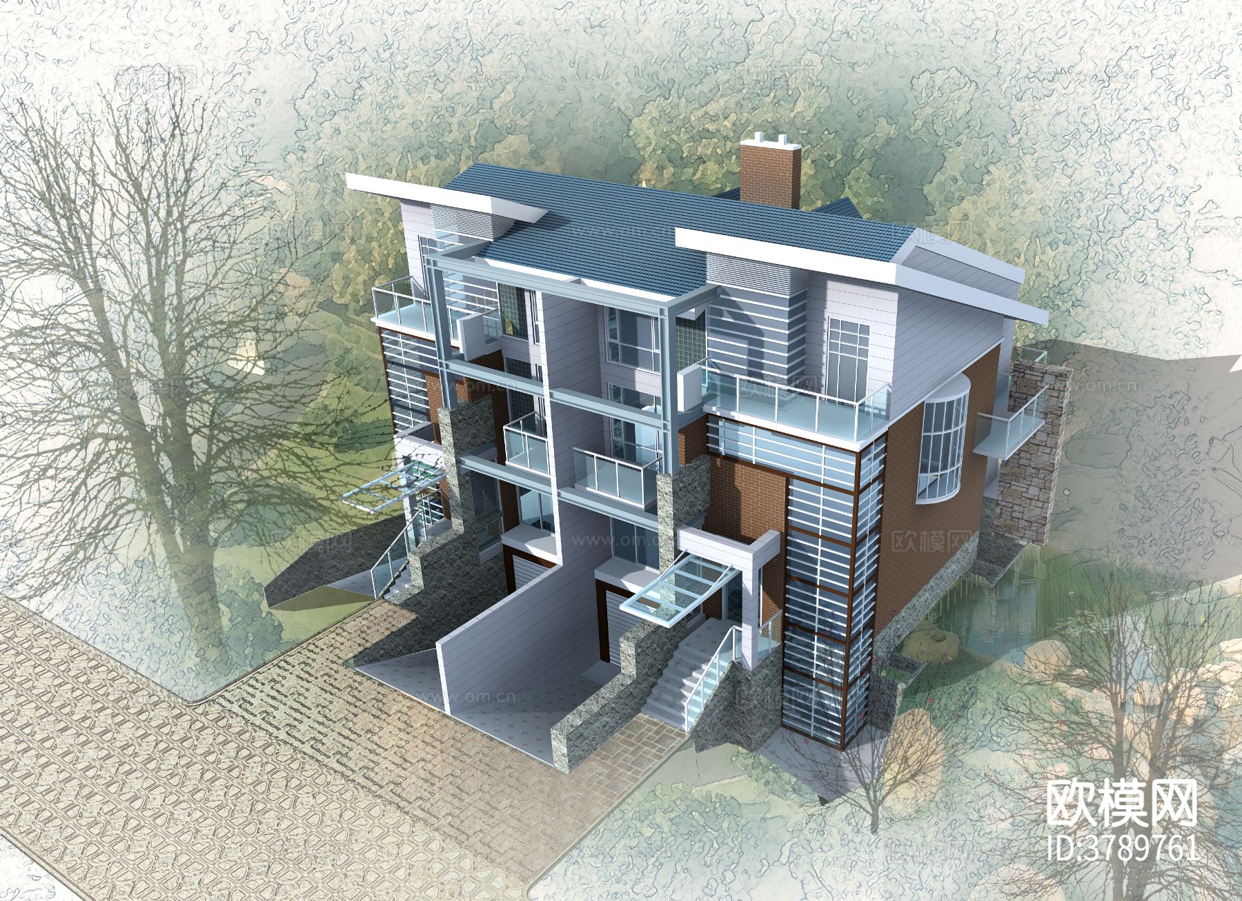 檀香山 别墅外观效果图下载（渲染图3）