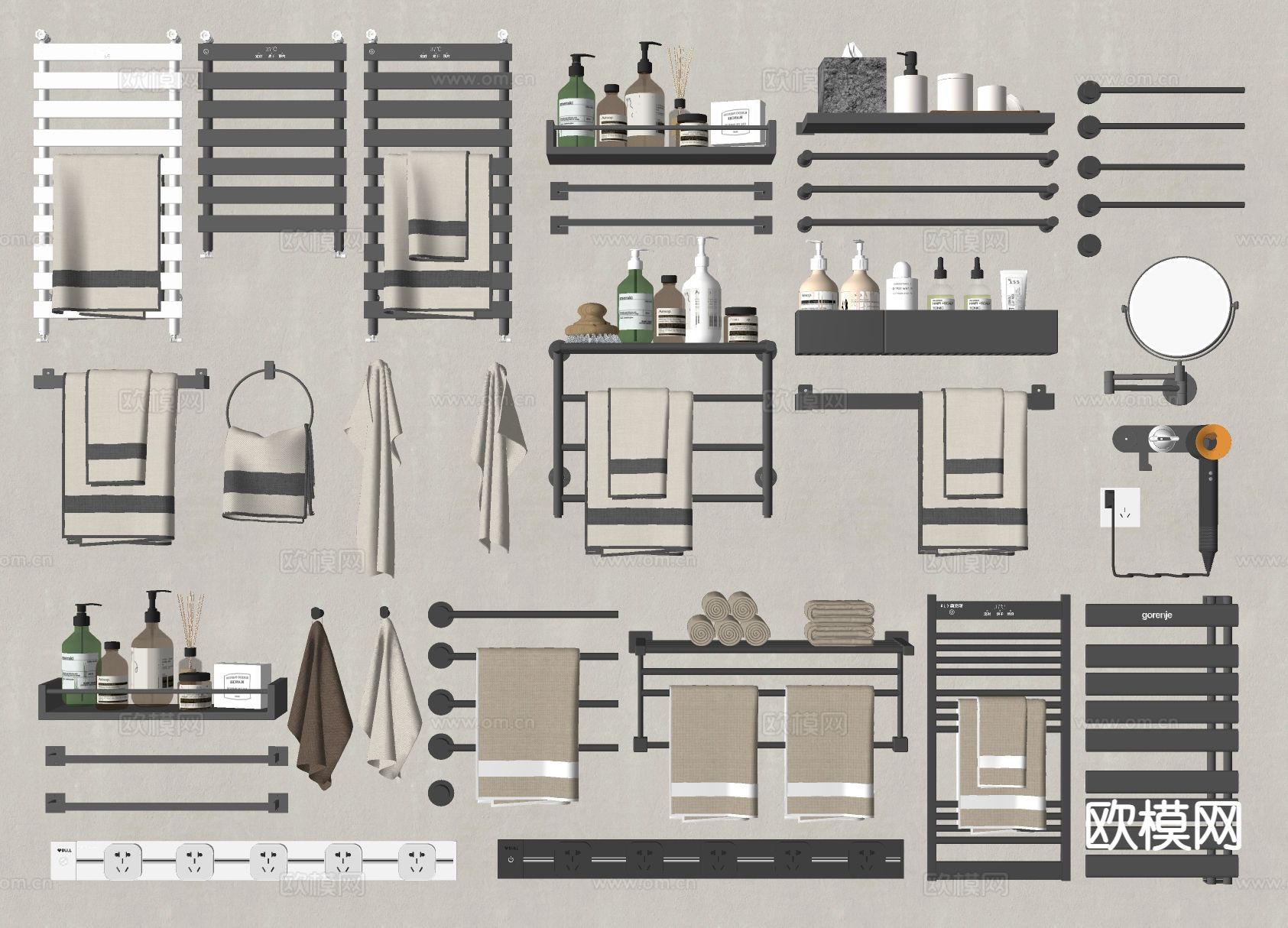 电热毛巾架 置物架 卫浴用品su模型