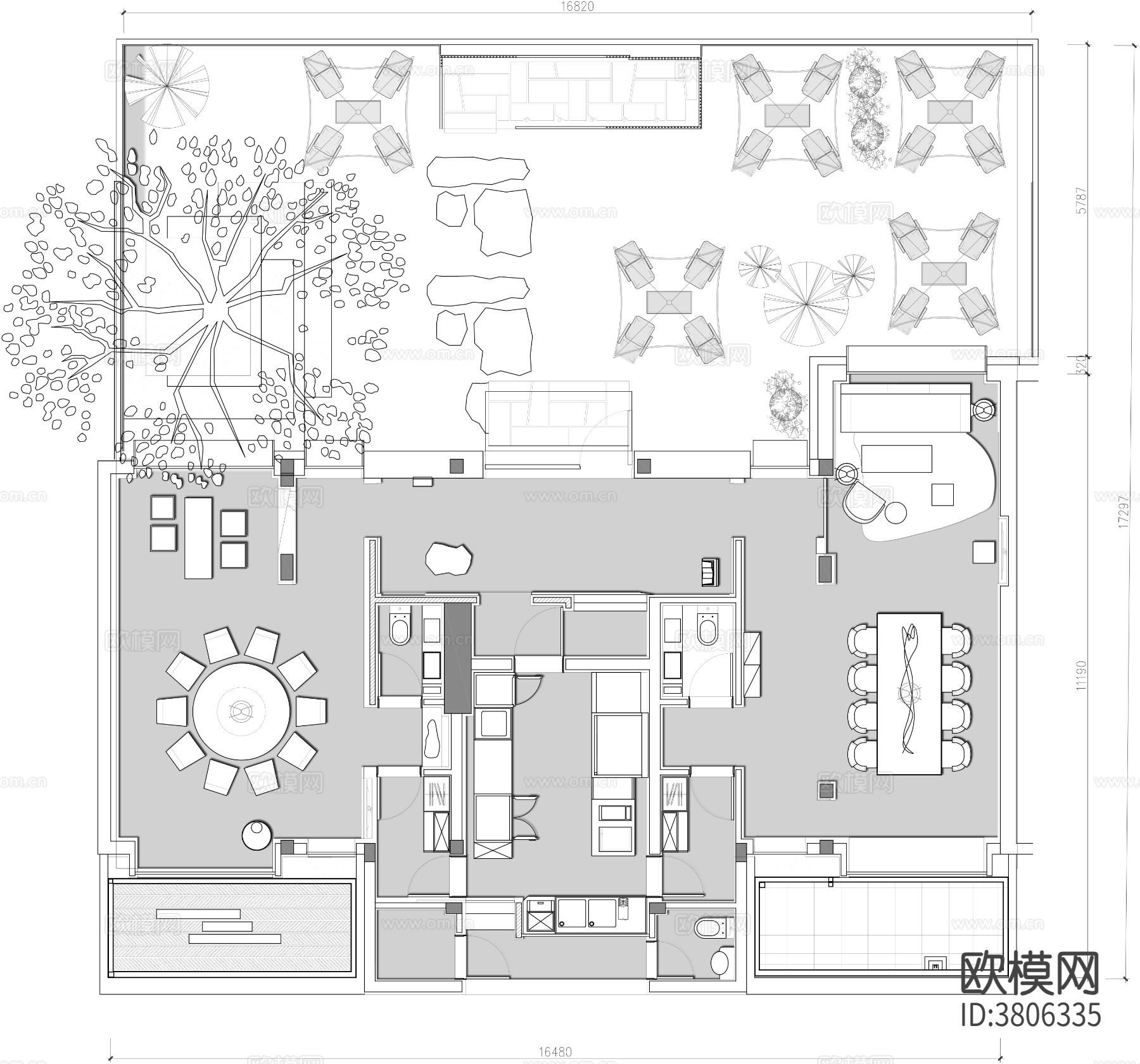 民宿景区餐厅CAD平面图