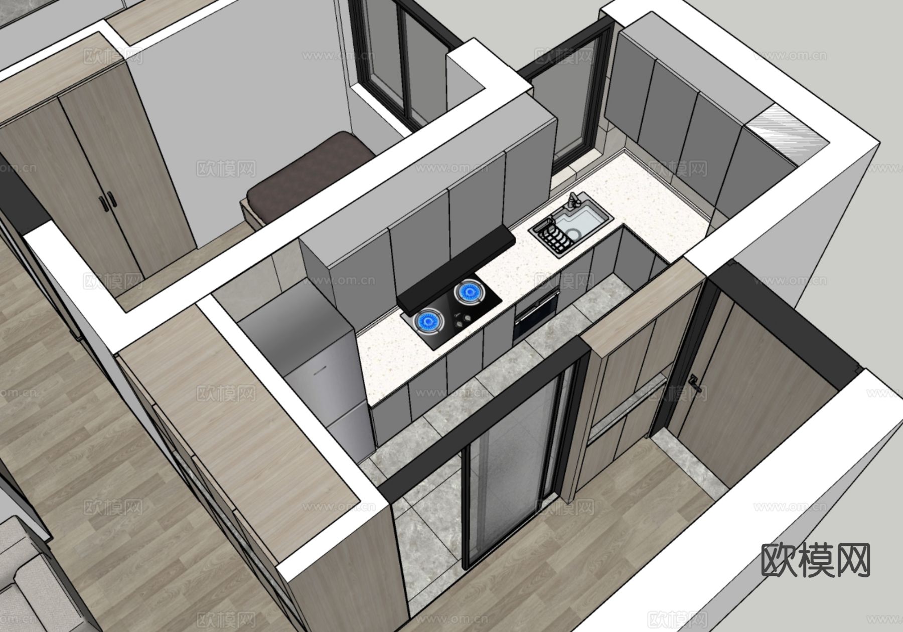 90m²家居空间su模型